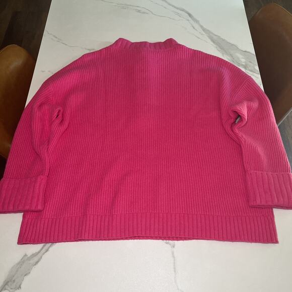 Talbots Sweater Womens Plus Size 3X Pink Ribbed Wool Blend 1/2 Button Up NWOT - Picture 10 of 11